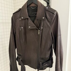 Banana Republic Faded Black Leather Moto Jacket